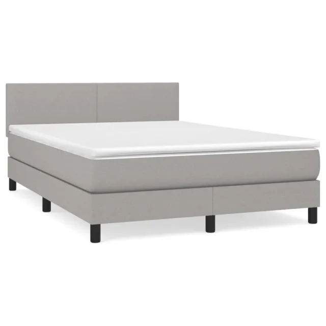 Sommier à lattes de lit avec matelas Gris clair 140x200cm Tissu