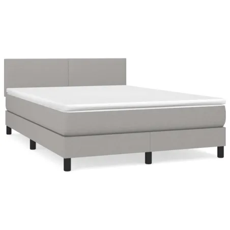 Sommier à lattes de lit avec matelas Gris clair 140x200cm Tissu