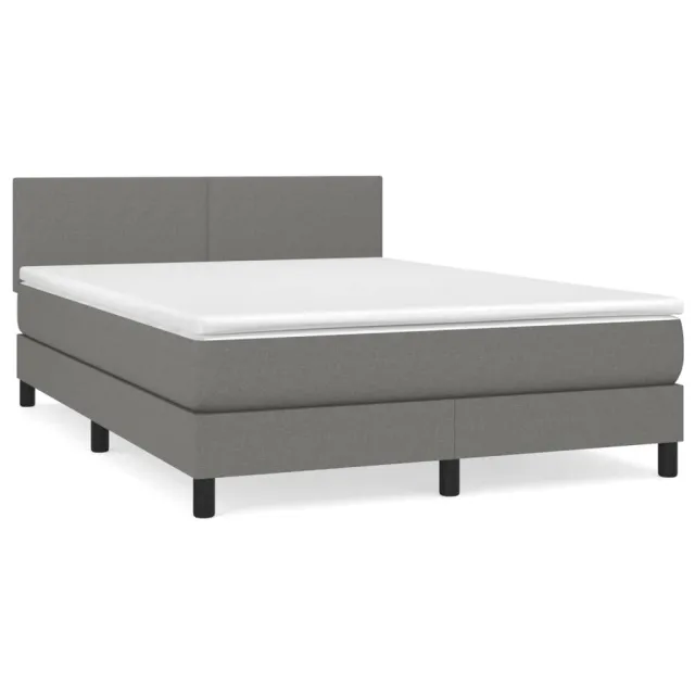 Sommier à lattes de lit avec matelas Gris foncé 140x200cm Tissu