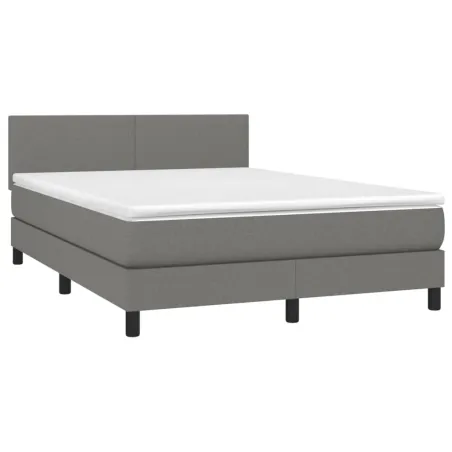 Sommier à lattes de lit avec matelas Gris foncé 140x200cm Tissu
