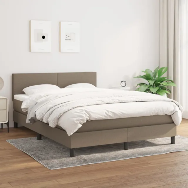 Sommier à lattes de lit avec matelas Taupe 140x200 cm Tissu