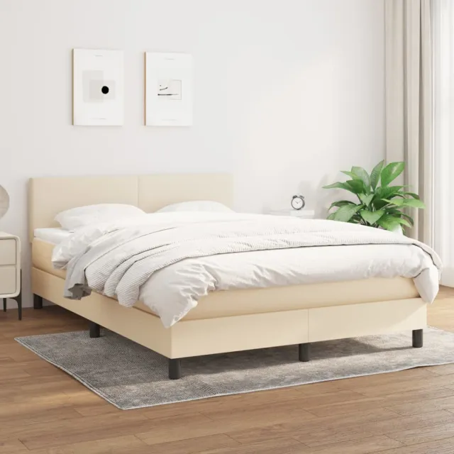 Sommier à lattes de lit avec matelas Crème 140x200 cm Tissu