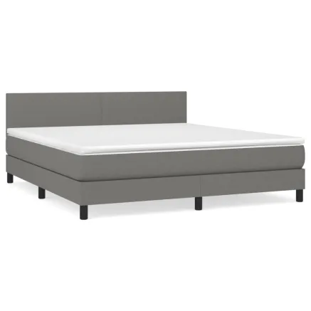 Sommier à lattes de lit avec matelas Gris foncé 180x200cm Tissu 2