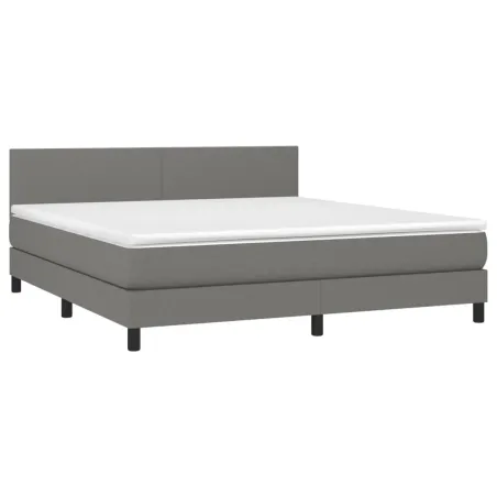 Sommier à lattes de lit avec matelas Gris foncé 180x200cm Tissu