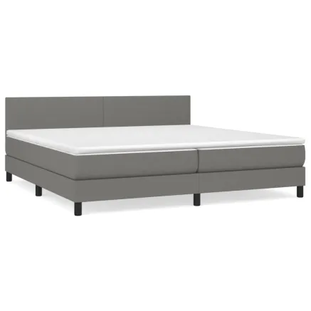 Sommier à lattes de lit avec matelas Gris foncé 200x200cm Tissu 2