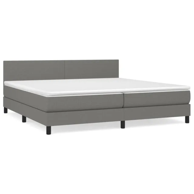 Sommier à lattes de lit avec matelas Gris foncé 200x200cm Tissu