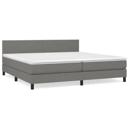 Sommier à lattes de lit avec matelas Gris foncé 200x200cm Tissu