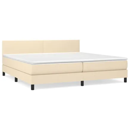 Sommier à lattes de lit avec matelas Crème 200x200 cm Tissu 2