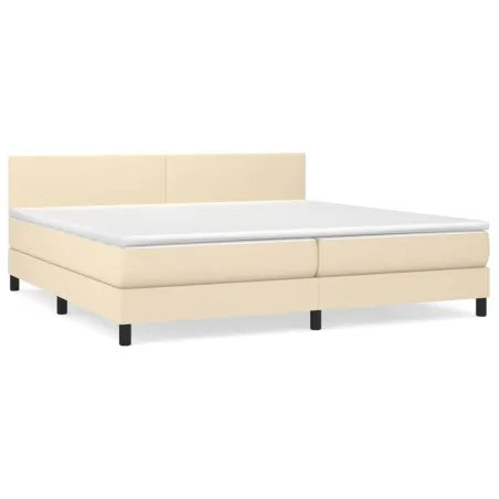 Sommier à lattes de lit avec matelas Crème 200x200 cm Tissu