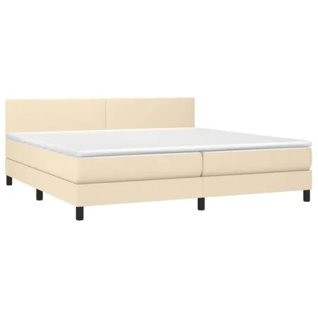 Sommier à lattes de lit avec matelas Crème 200x200 cm Tissu