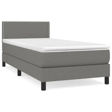 Sommier à lattes de lit avec matelas Gris foncé 80x200 cm Tissu