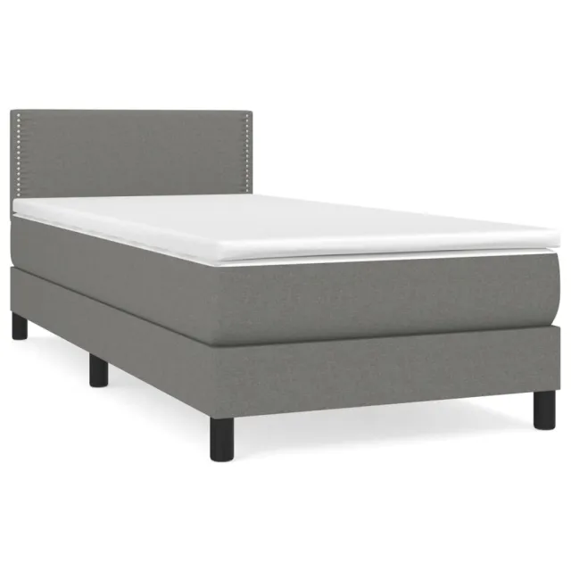 Sommier à lattes de lit avec matelas Gris foncé 90x200 cm Tissu