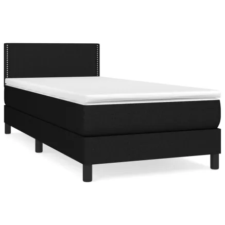 Sommier à lattes de lit avec matelas Noir 90x200 cm Tissu 2