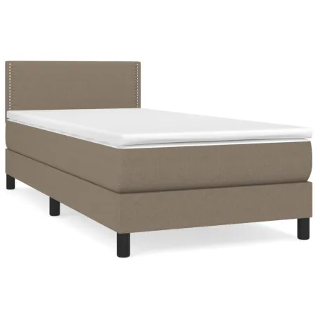 Sommier à lattes de lit avec matelas Taupe 90x200 cm Tissu