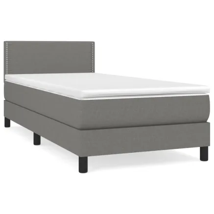 Sommier à lattes de lit avec matelas Gris foncé 100x200cm Tissu 2
