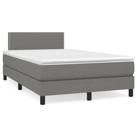 Sommier à lattes de lit avec matelas Gris foncé 120x200cm Tissu 2