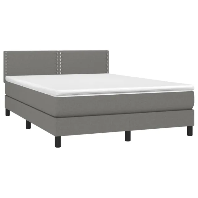 Sommier à lattes de lit avec matelas Gris foncé 140x190cm Tissu