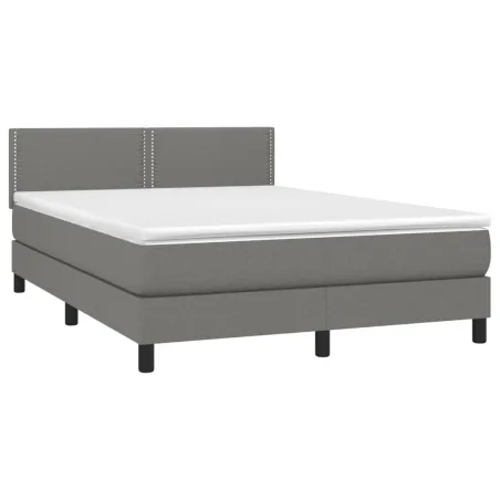 Sommier à lattes de lit avec matelas Gris foncé 140x190cm Tissu