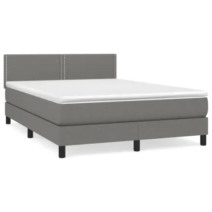 Sommier à lattes de lit avec matelas Gris foncé 140x200cm Tissu 2