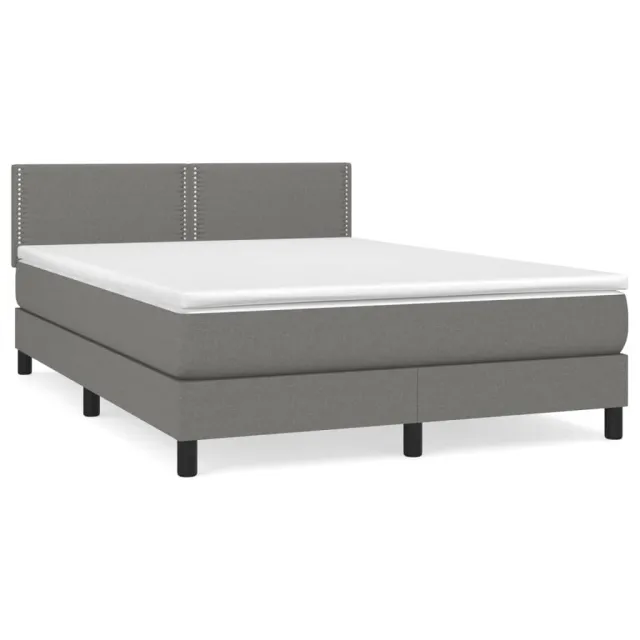 Sommier à lattes de lit avec matelas Gris foncé 140x200cm Tissu