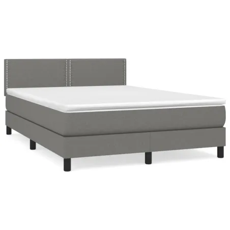 Sommier à lattes de lit avec matelas Gris foncé 140x200cm Tissu