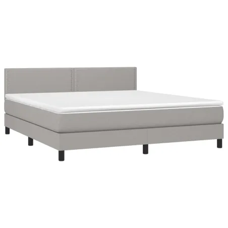 Sommier à lattes de lit avec matelas Gris clair 180x200cm Tissu