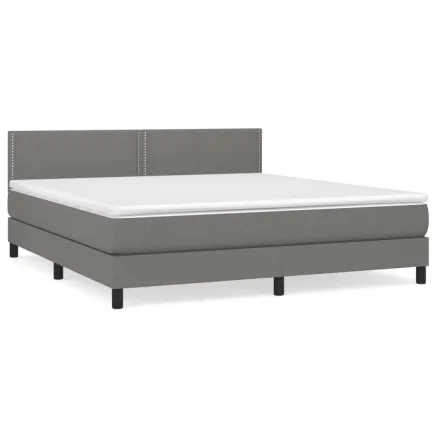 Sommier à lattes de lit avec matelas Gris foncé 180x200cm Tissu 2