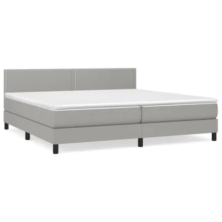 Sommier à lattes de lit avec matelas Gris clair 200x200cm Tissu 2