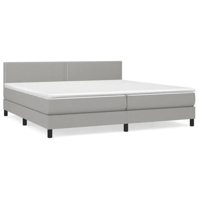 Sommier à lattes de lit avec matelas Gris clair 200x200cm Tissu