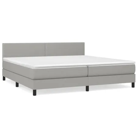 Sommier à lattes de lit avec matelas Gris clair 200x200cm Tissu