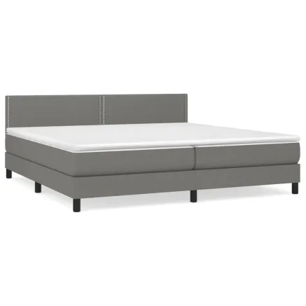 Sommier à lattes de lit avec matelas Gris foncé 200x200cm Tissu 2
