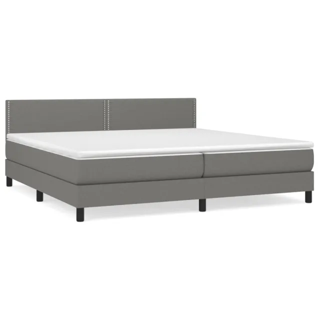 Sommier à lattes de lit avec matelas Gris foncé 200x200cm Tissu