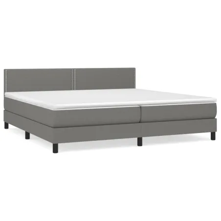 Sommier à lattes de lit avec matelas Gris foncé 200x200cm Tissu