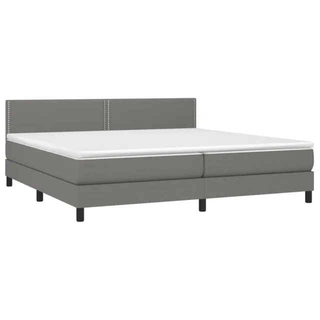 Sommier à lattes de lit avec matelas Gris foncé 200x200cm Tissu