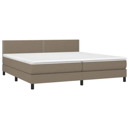 Sommier à lattes de lit avec matelas Taupe 200x200 cm Tissu