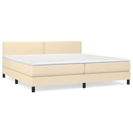 Sommier à lattes de lit avec matelas Crème 200x200 cm Tissu 2