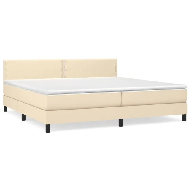 Sommier à lattes de lit avec matelas Crème 200x200 cm Tissu