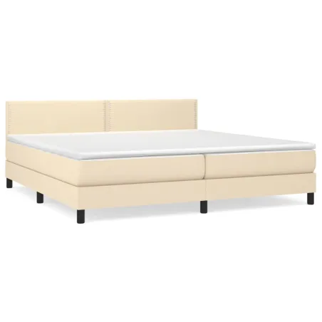 Sommier à lattes de lit avec matelas Crème 200x200 cm Tissu