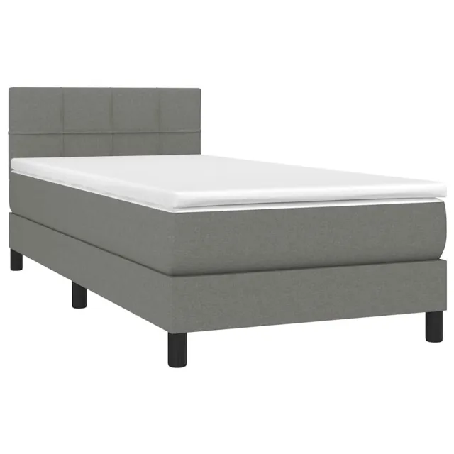 Sommier à lattes de lit avec matelas Gris foncé 80x200 cm Tissu