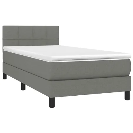 Sommier à lattes de lit avec matelas Gris foncé 80x200 cm Tissu