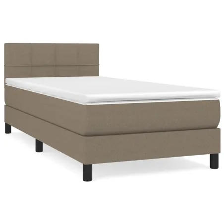 Sommier à lattes de lit avec matelas Taupe 90x190 cm Tissu