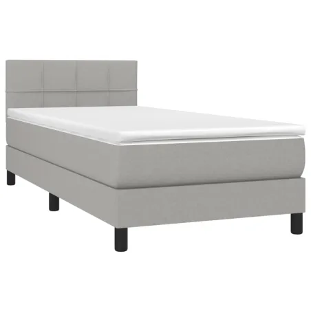 Sommier à lattes de lit avec matelas Gris clair 90x200 cm Tissu