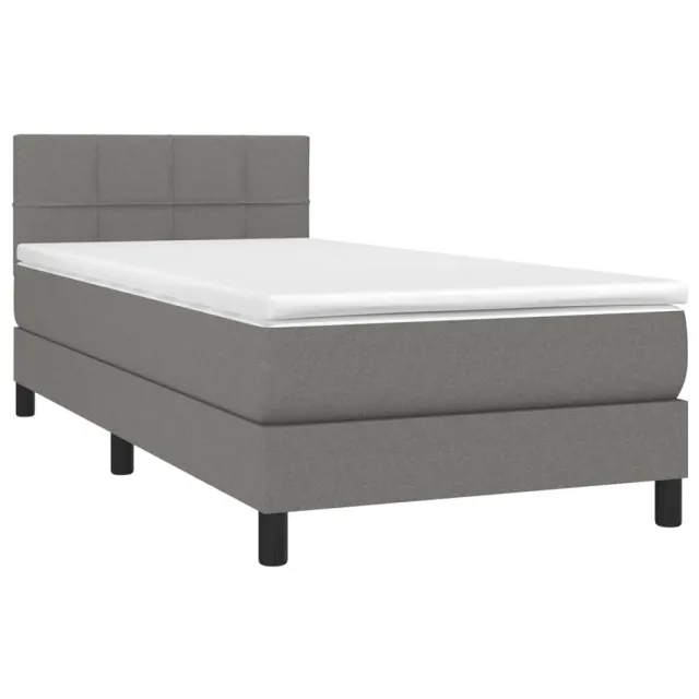 Sommier à lattes de lit avec matelas Gris foncé 90x200 cm Tissu