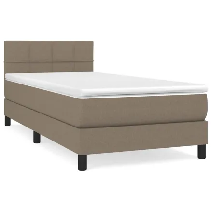 Sommier à lattes de lit avec matelas Taupe 100x200 cm Tissu 2