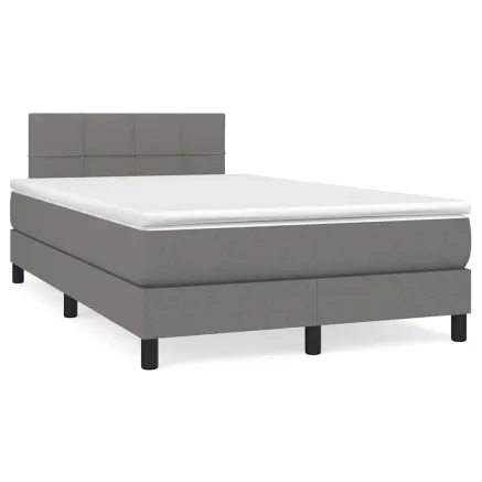 Sommier à lattes de lit avec matelas Gris foncé 120x200cm Tissu 2
