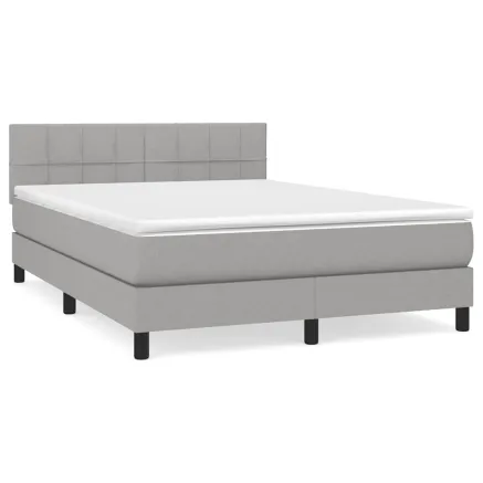 Sommier à lattes de lit avec matelas Gris clair 140x190cm Tissu 2
