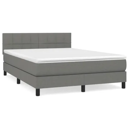 Sommier à lattes de lit avec matelas Gris foncé 140x190cm Tissu 2