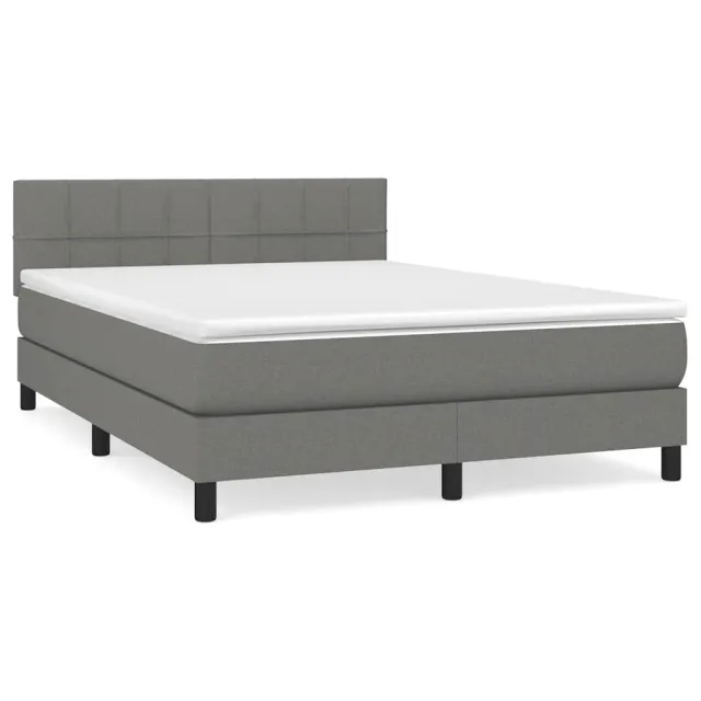 Sommier à lattes de lit avec matelas Gris foncé 140x190cm Tissu