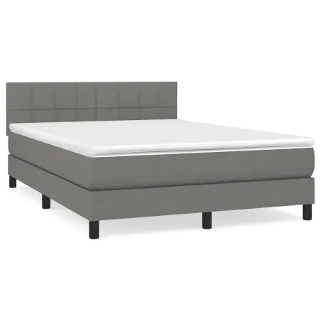 Sommier à lattes de lit avec matelas Gris foncé 140x190cm Tissu