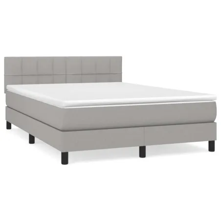 Sommier à lattes de lit avec matelas Gris clair 140x200cm Tissu